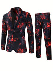 Rose Full Body Print Men's Business Suit