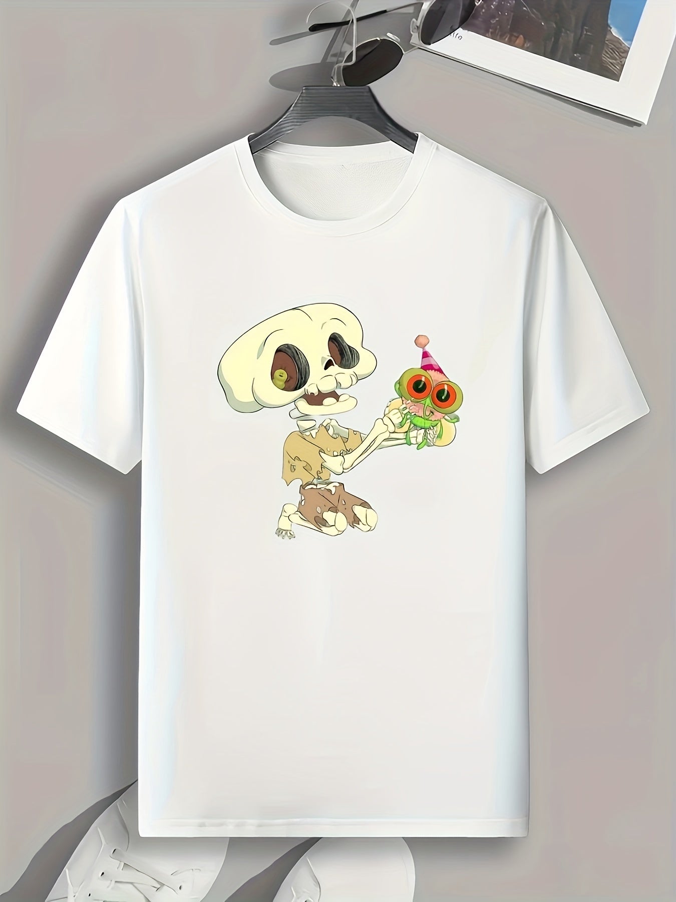 Skeleton Print Men's Tee for Summer