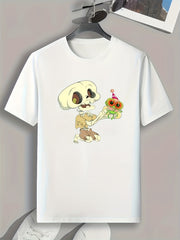 Skeleton Print Men's Tee for Summer
