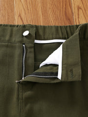Girls Casual Cotton Cargo Pants Straight Wide Leg Jogger Pants