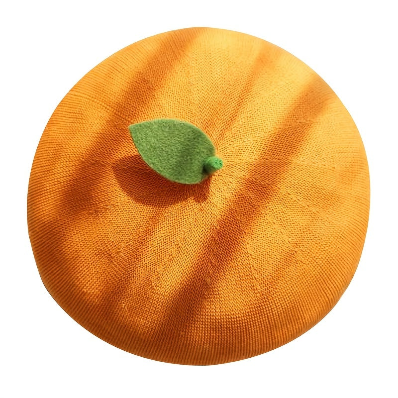 Small Leaf Beret Hat Orange Breathable Beret Gift For Her