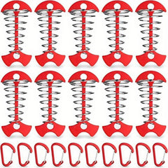 10 Red Deck Anchor Pegs Carabiners Windproof Aluminum Tent Stakes