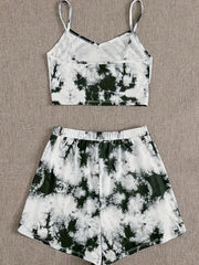 Tie Dye Crop Cami & Tie Shorts Pajama Set