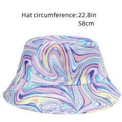 Purple Tie Dye Print Bucket Hat Lightweight Sunshade Fish