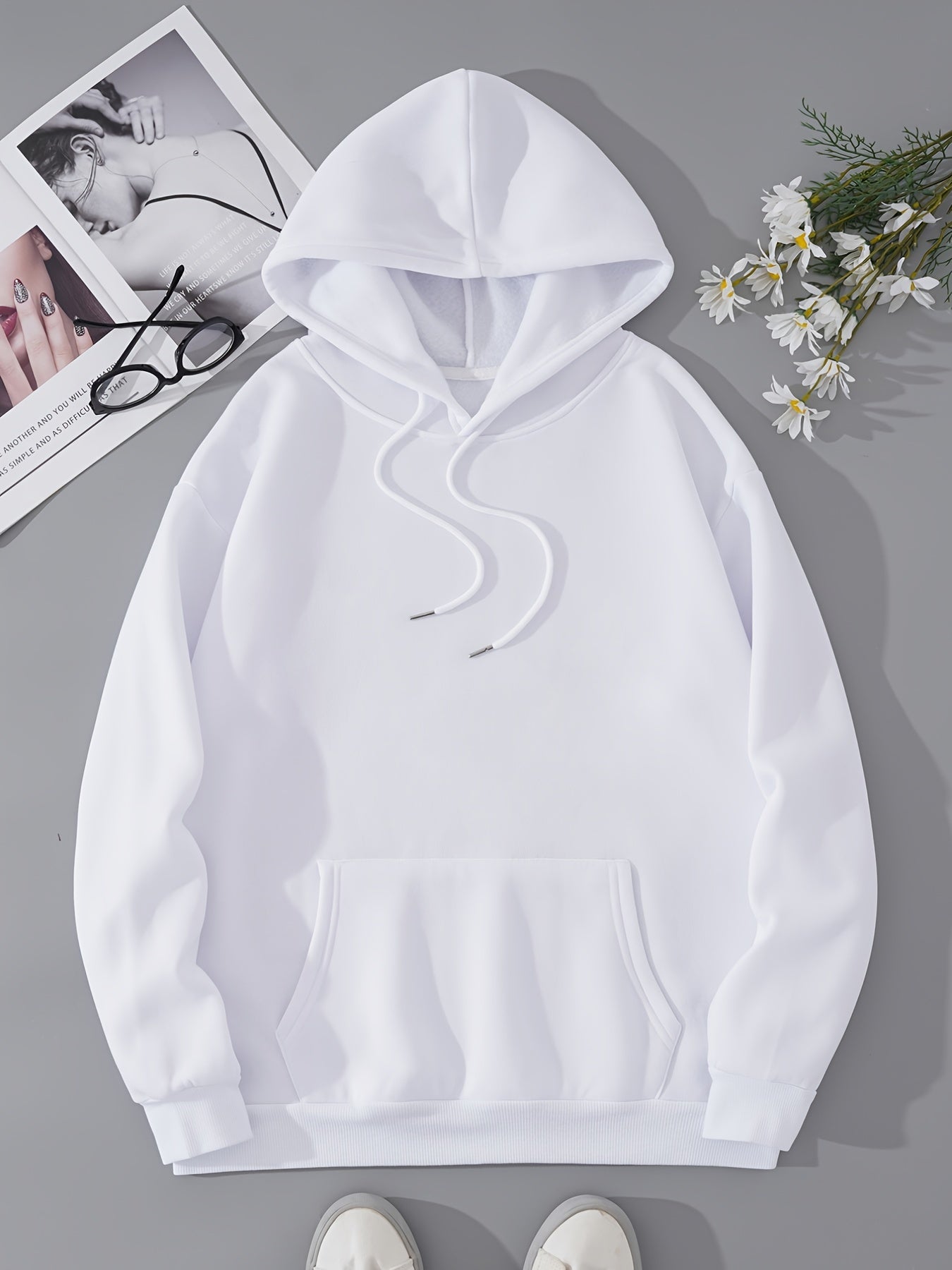 Letter & Mushroom Print Hoodie Long Sleeve Sweatshirt