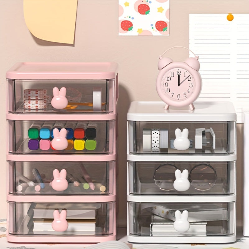 Rabbit Layer Plastic Desktop Storage Drawer Box - Durable Storage Rack
