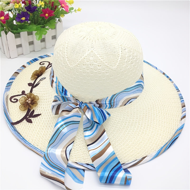 Breathable Sun Hat Ribbon Bowknot Decor Bucket Hat Women