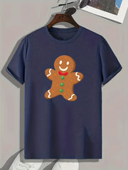 Christmas Gingerbread Man Print Men's Graphic T shirt