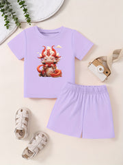 Toddler Kid 2pcs Bottoming Set Cartoon Pattern Cotton Summer Clothing