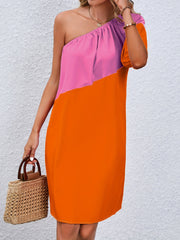One Shoulder Ruched Midi Dress