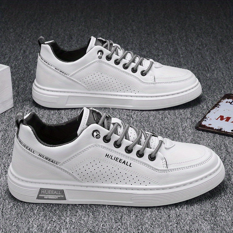 Men's Lace Up Sneakers Casual PU Leather Walking Shoes