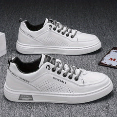 Men's Lace Up Sneakers Casual PU Leather Walking Shoes