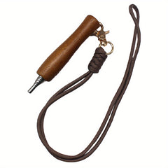 Wood Handle Stainless Fire Blow Tube Retractable Lanyard
