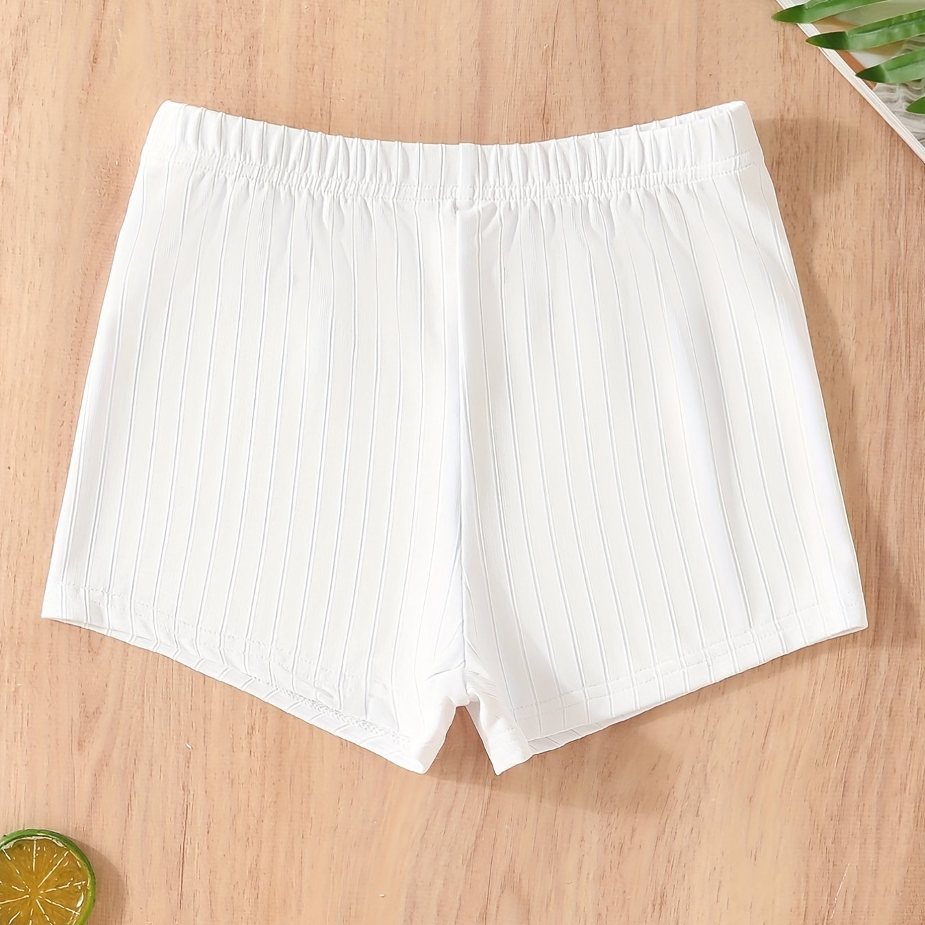 2pcs Girls Ribbed Elastic Waist Shorts for Kids