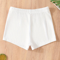 2pcs Girls Ribbed Elastic Waist Shorts for Kids