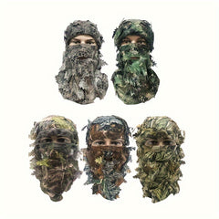 Ghillie Camo Leafy Hat 3D Face Mask for Outdoor Game