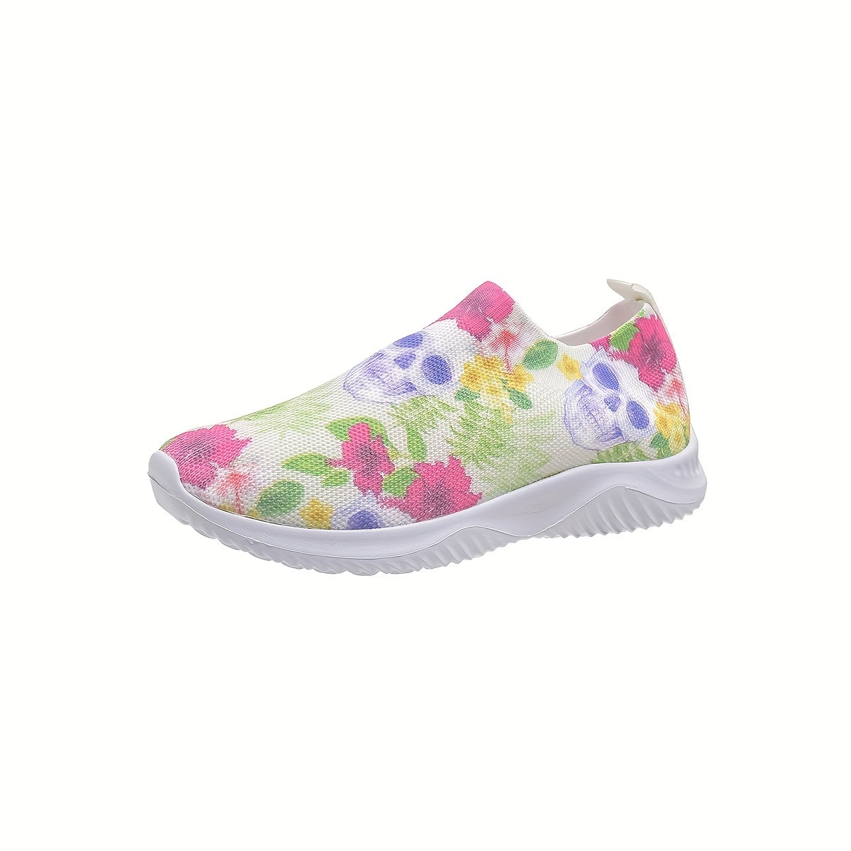 Women's Calavera Pattern Slip-On Low Round Toe Halloween Sneakers