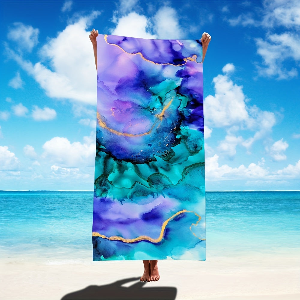 Purple Marble Beach Towels Microfiber Quick Dry Blanket for Travel Swim Pool