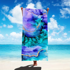 Purple Marble Beach Towels Microfiber Quick Dry Blanket for Travel Swim Pool