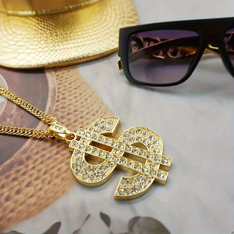 3pcs Hip Hop Costume Set Rapper Hat Sunglasses Dollar Sign Pendant Necklaces