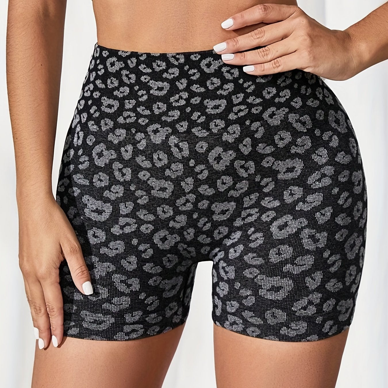 Leopard Print High Waist Yoga Shorts