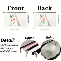Letter Print Cosmetic Bag for Women - Makeup Case and Toiletries Organizer