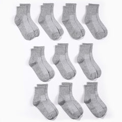 10 Pairs Grey Mid Tube Socks for Boys Girls