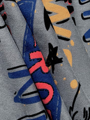 Graffiti Print Sweatshirt Crew Neck Long Sleeve Women's Clothing