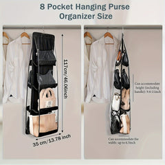 Double Side Hanging Handbag Organizer Storage Bag Holder with Pockets