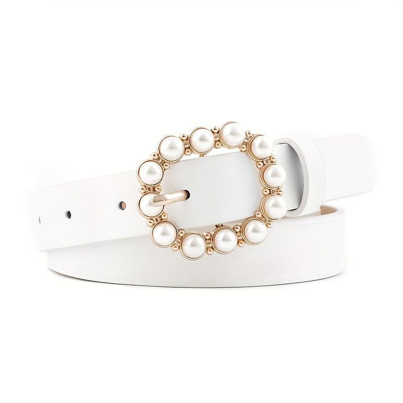 4pcs Leather Pearl Belt with Japanese Character Buckle for Girls