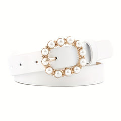 4pcs Leather Pearl Belt with Japanese Character Buckle for Girls