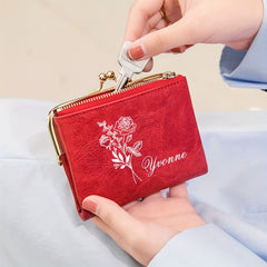 Personalized Floral Name Wallet for Women Custom Birth Month & Name