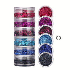 Iridescent Body Glitter Flakes Adhesive for Hair Makeup Nails - Carnival Party H