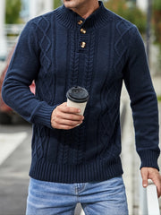 Men's Cable Knit Button Pullover Sweater