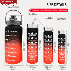 Motivational Water Bottle Set 64oz 28oz 14oz 9oz With Straw