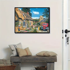 DIY Mountain Cabin Landscape Round Diamond Painting Kit