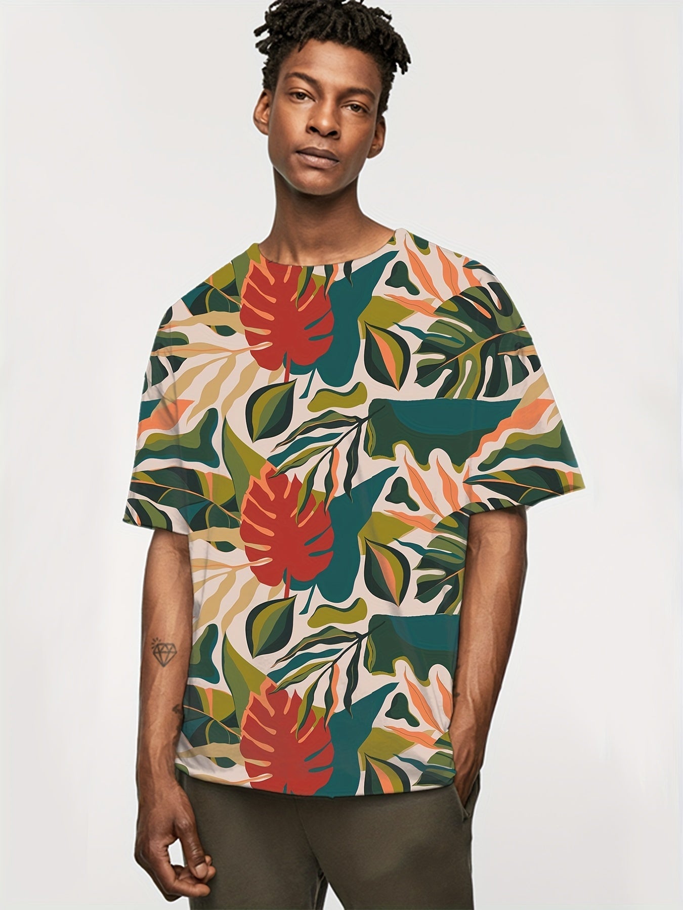 Hawaii Tropical Floral Full Print Men's Tshirt Short Sleeve