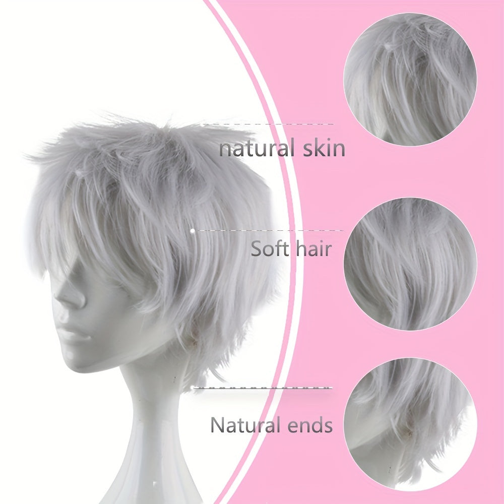 Men's 12in Anime Short Wig Cosplay Party Fiber Wig
