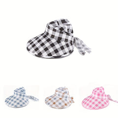 Plaid Pattern Visor Hat Wide Brim UV Protection Sun Hat