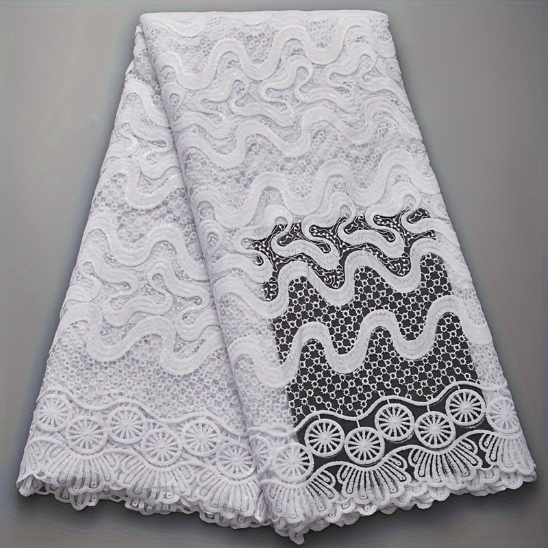 1pc African Lace Fabric French Mesh Milk Silk Tulle Sequins Fabric 4.57m