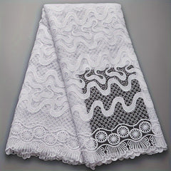 1pc African Lace Fabric French Mesh Milk Silk Tulle Sequins Fabric 4.57m