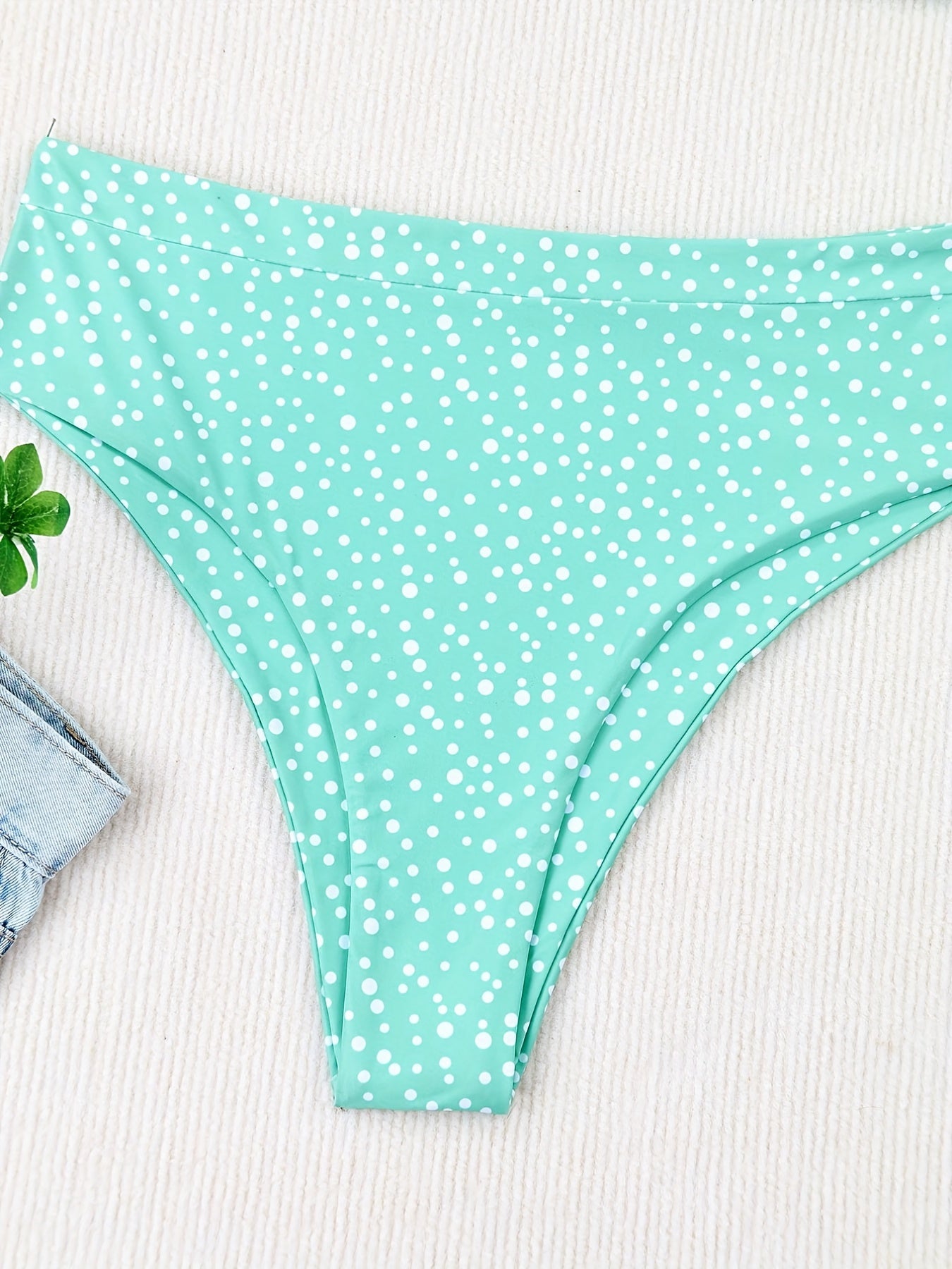 Polka Dot Print Tie Shoulder Swimsuit Set