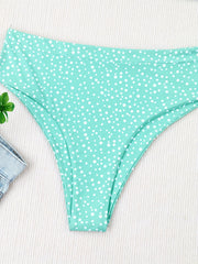Polka Dot Print Tie Shoulder Swimsuit Set