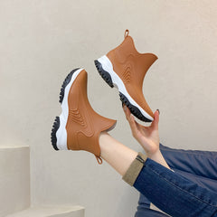 Women's Short Rain Boots Waterproof Slip On Shoes Non-slip Outdoor Work Shoes