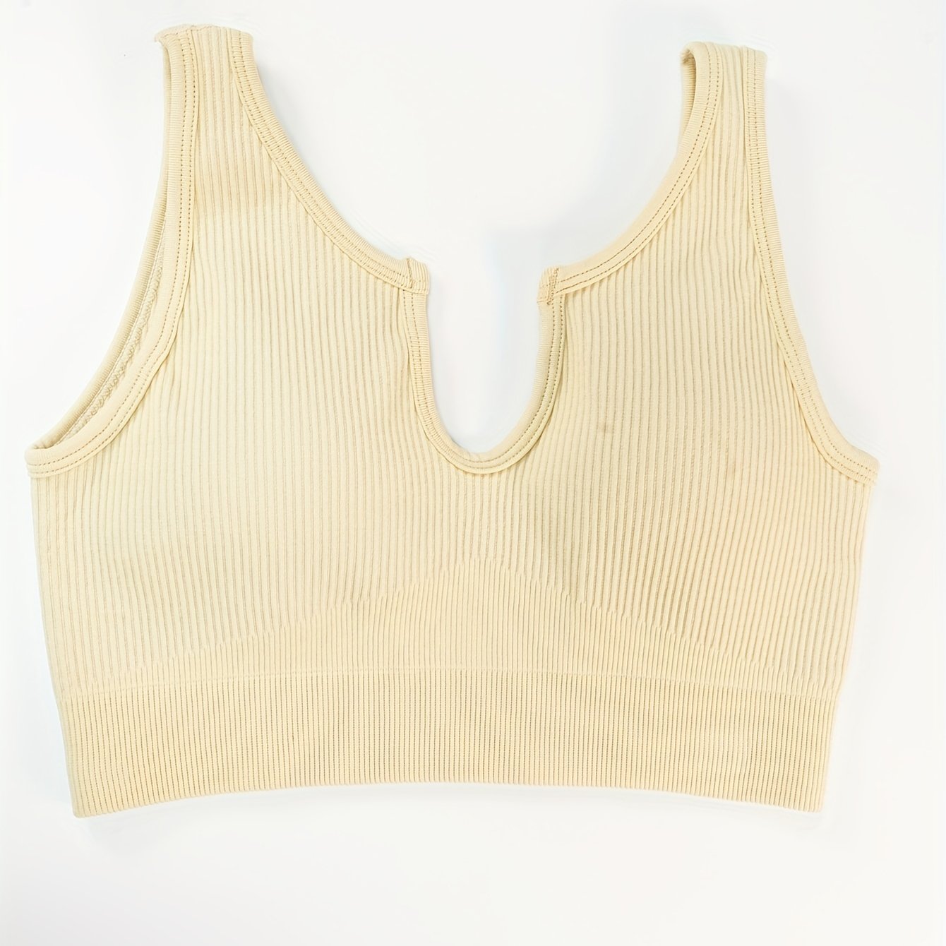 Ribbed V neck Beauty Back Yoga Bra Running Sports Bra For Women