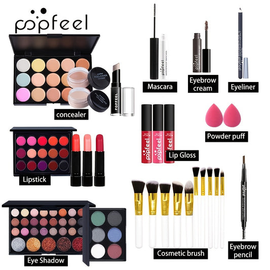 All In One Makeup Set with Eyeshadow Eyeliner Eyebrow Mascara Concealer Lipstick