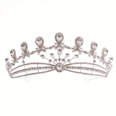 Silvery Crystal Queen Crown Tiara Rhinestone Wedding Tiaras Women Prom Crowns