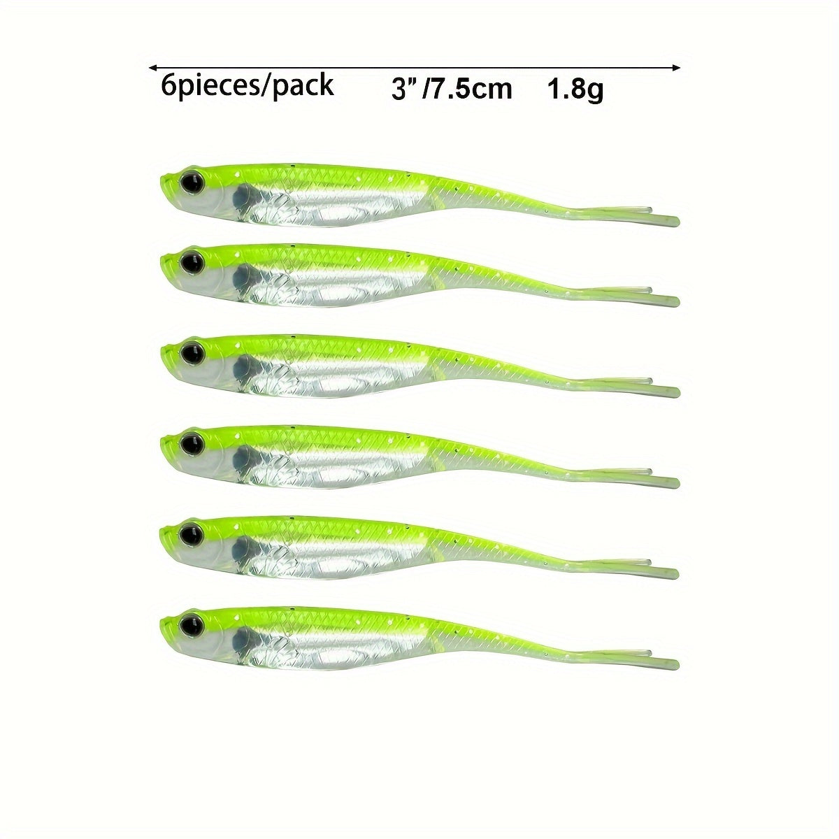 6pcs Fork Tail Fishing Lure Bionic Soft Lure Artificial Swimbait Tackle