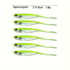 6pcs Fork Tail Fishing Lure Bionic Soft Lure Artificial Swimbait Tackle