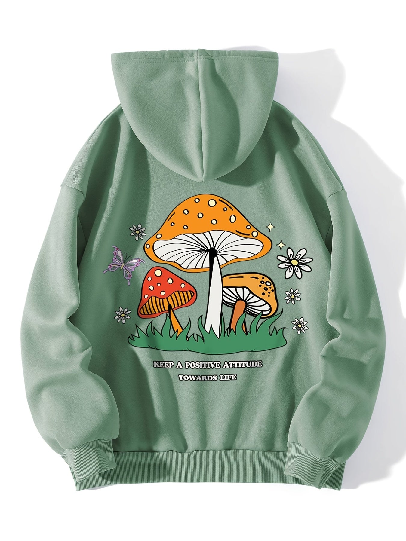 Mushroom Print Hoodie Long Sleeve Sweatshirt
